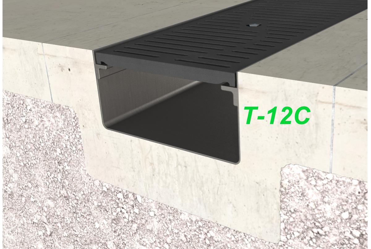 Gray T-12 Trench Drain with Penta-Lock Security